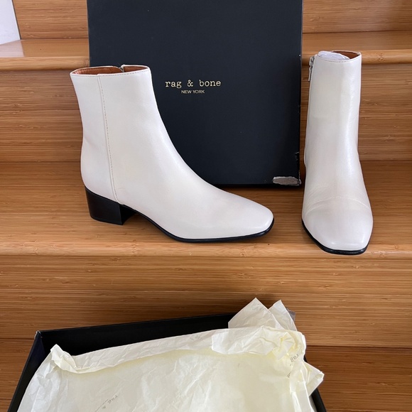 $475 Rag & Bone Aslen Mid Boot In Antique White Size:EU38.5( US:8.5) - Picture 2 of 9